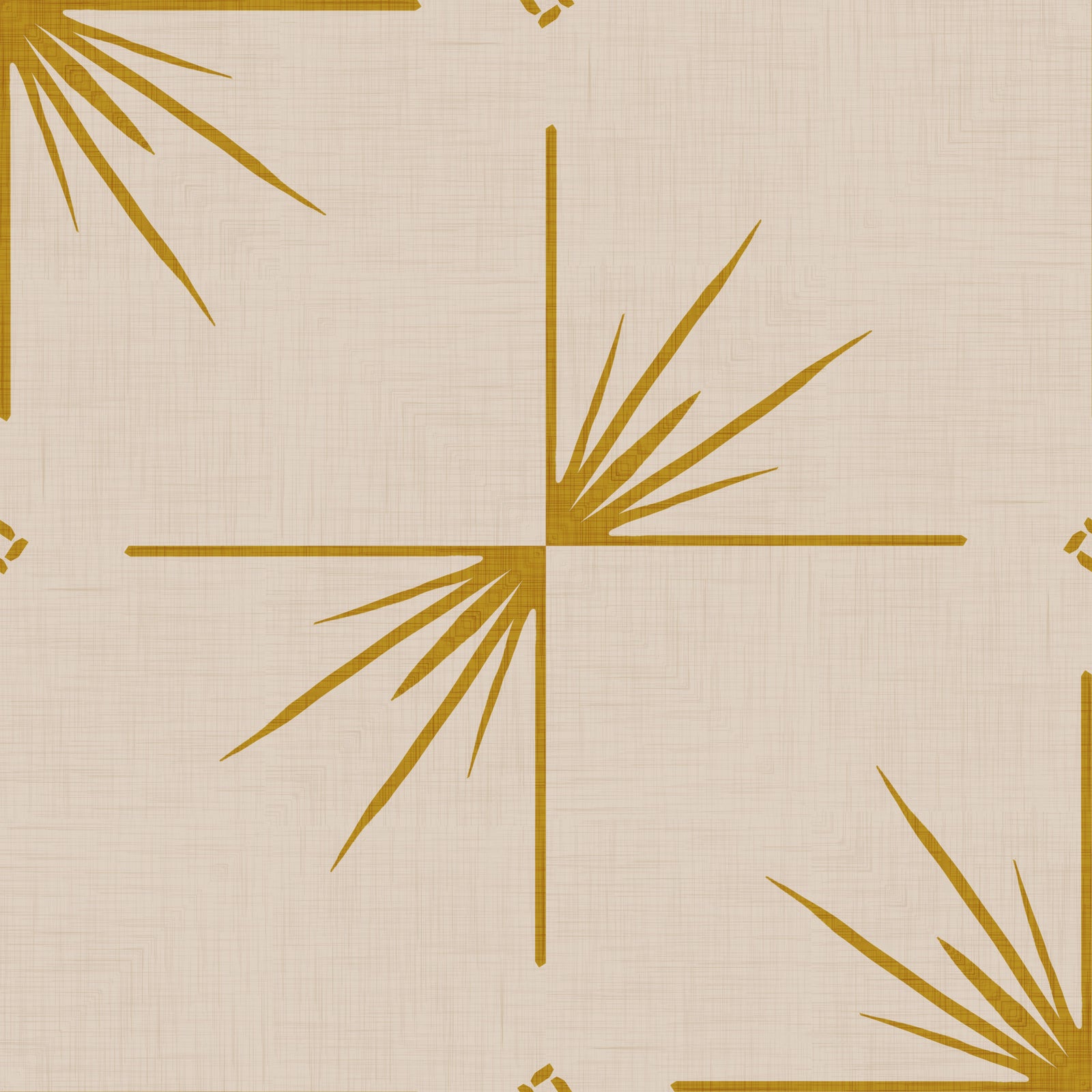 Mid Century Modern Starburst Cross Mustard Cream Tapete⁠