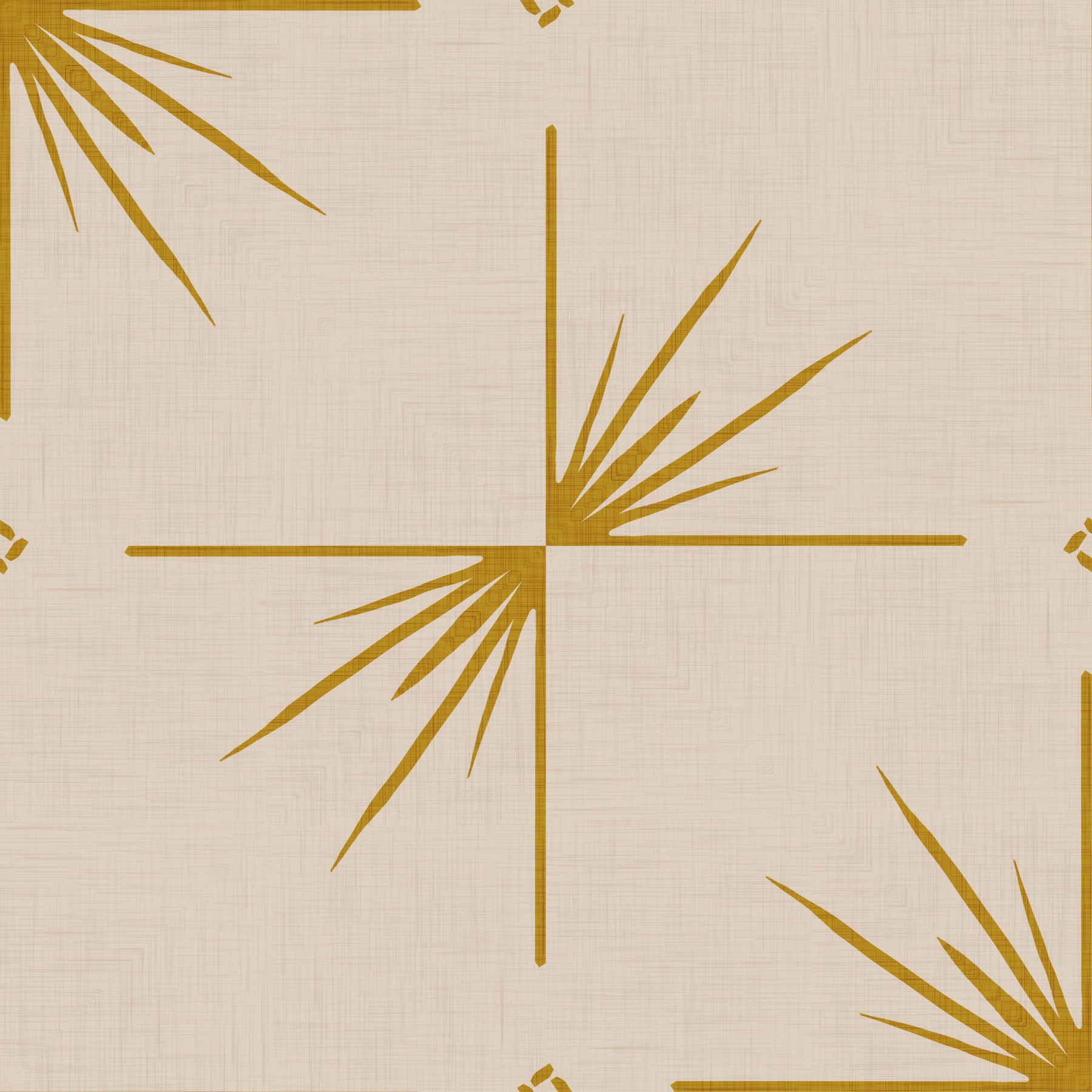 Tapet Mid-Century Modern Starburst Cross, muștar, crem