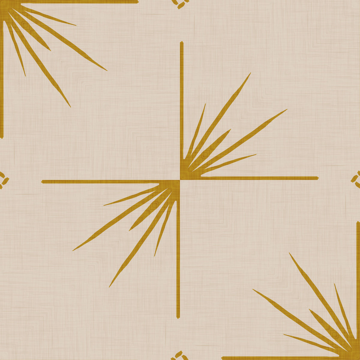 Mid Century Modern Starburst Cross Mustard Cream Tapete⁠ in your room — zoomed