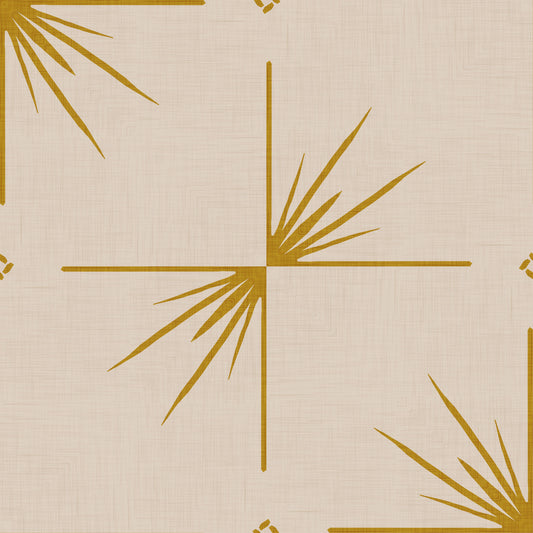 Tapeta w stylu Mid Century Modern Starburst Cross Mustard Cream
