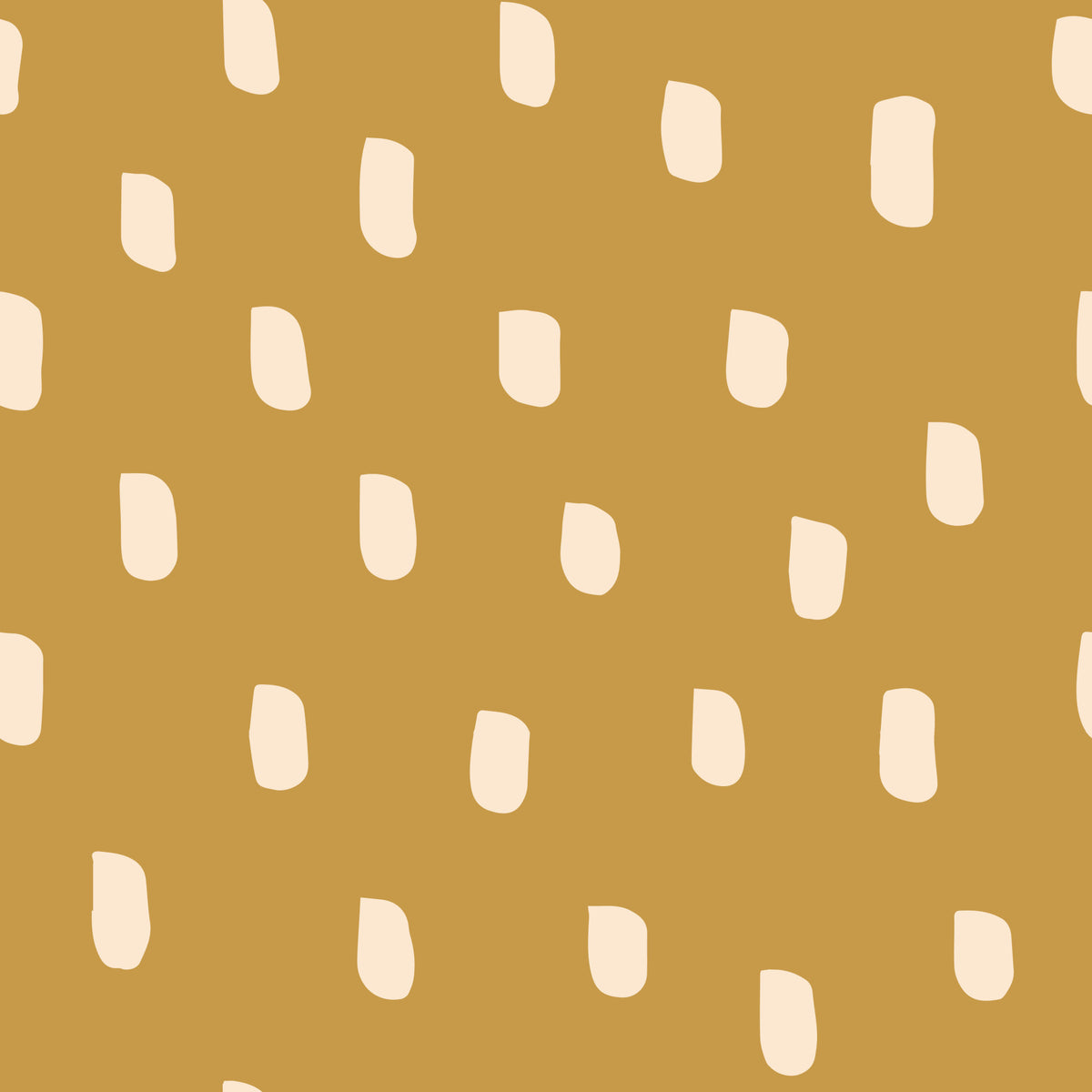 Mid Mod Wildflower Dots - Ocker Beige Tapete