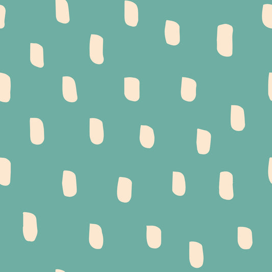 Carta da parati Mid Mod Wildflower Dots - Beige verde acqua