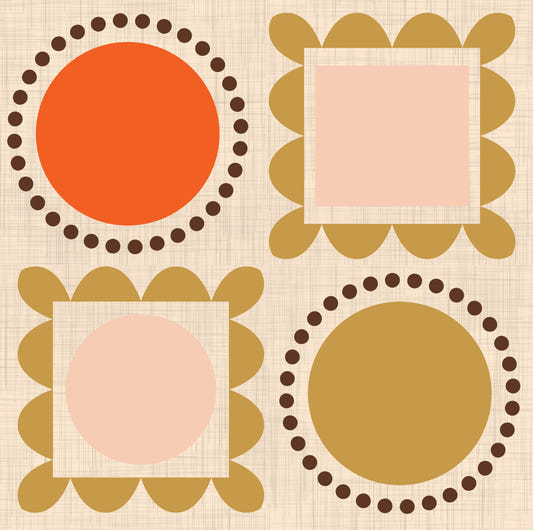 Mid Mod-tavelramar - Beige-rosa ockra-tapet