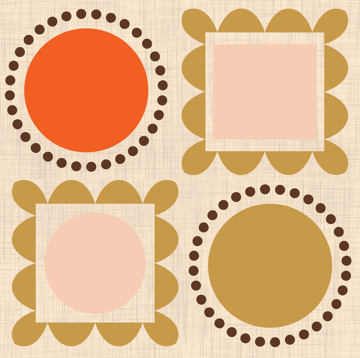 Mid Mod Billedrammer - Beige Pink Okker Tapet in your room — zoomed