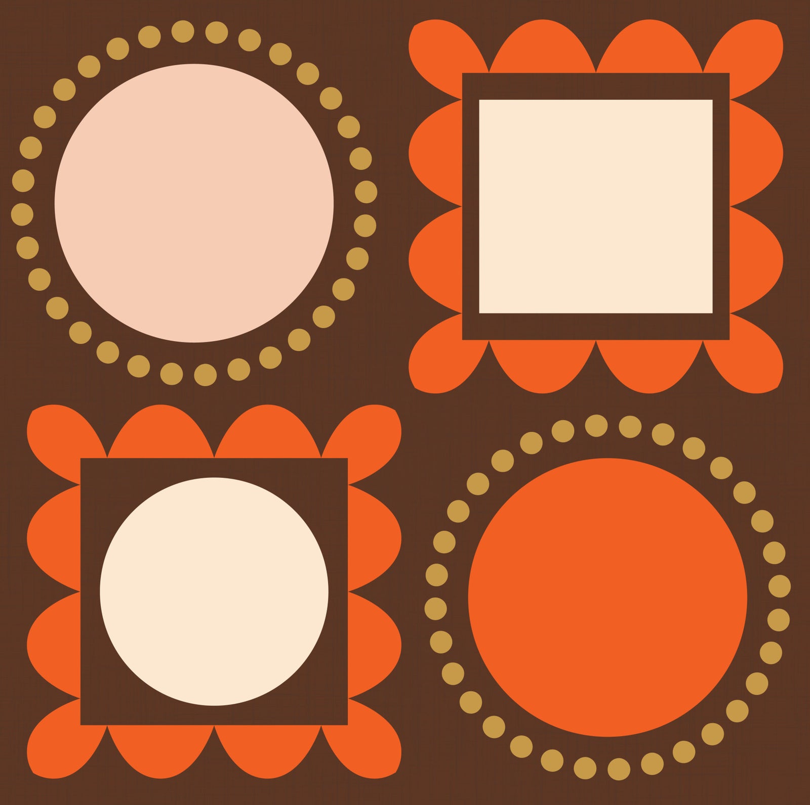 Cadres photo style Mid-Century Modern - Papier peint ocre chocolat et terre cuite in your room