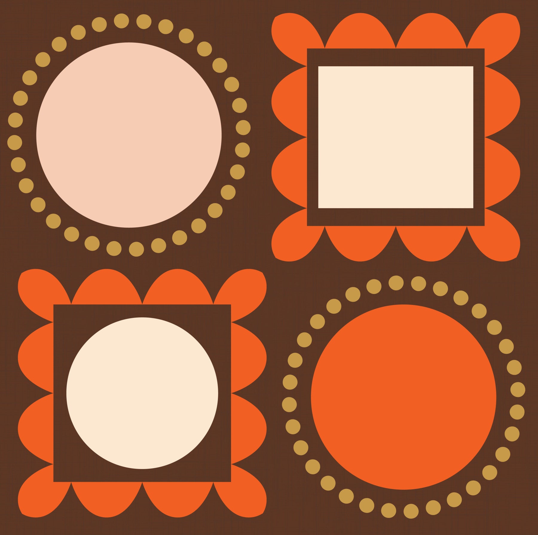 Cadres photo style Mid-Century Modern - Papier peint ocre chocolat et terre cuite in your room — zoomed