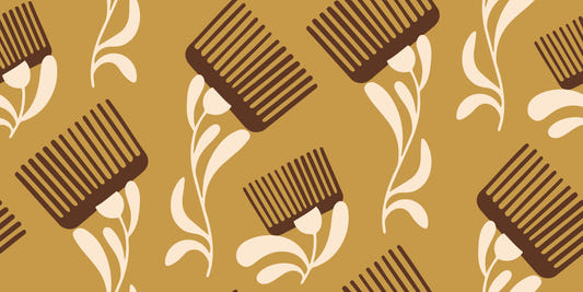 Mid Mod Wildflower Comb - Beige Ocker Tapet