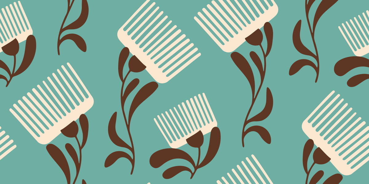 Mid Mod Wildflower Comb - Tapete in Türkisbeige in your room — zoomed