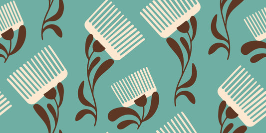 Mid Mod Wildflower Comb - Teal Beige  Wallpaper⁠