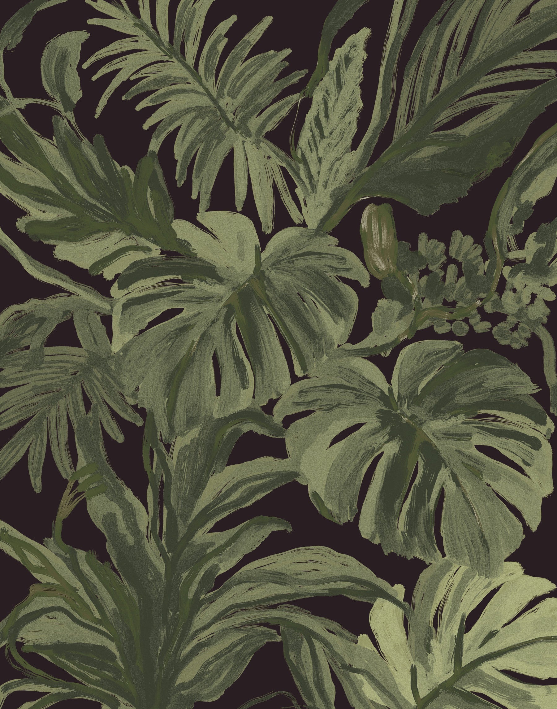 Mural de parede Jungle Monstera Tropical Midnight