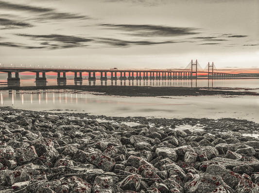 Wandbild „Brücke in der Abenddämmerung“