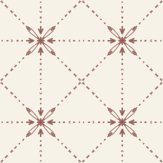 Sashiko Hana-Goshi - Tapet din teracotă cu cusături florale cu zăbrele⁠