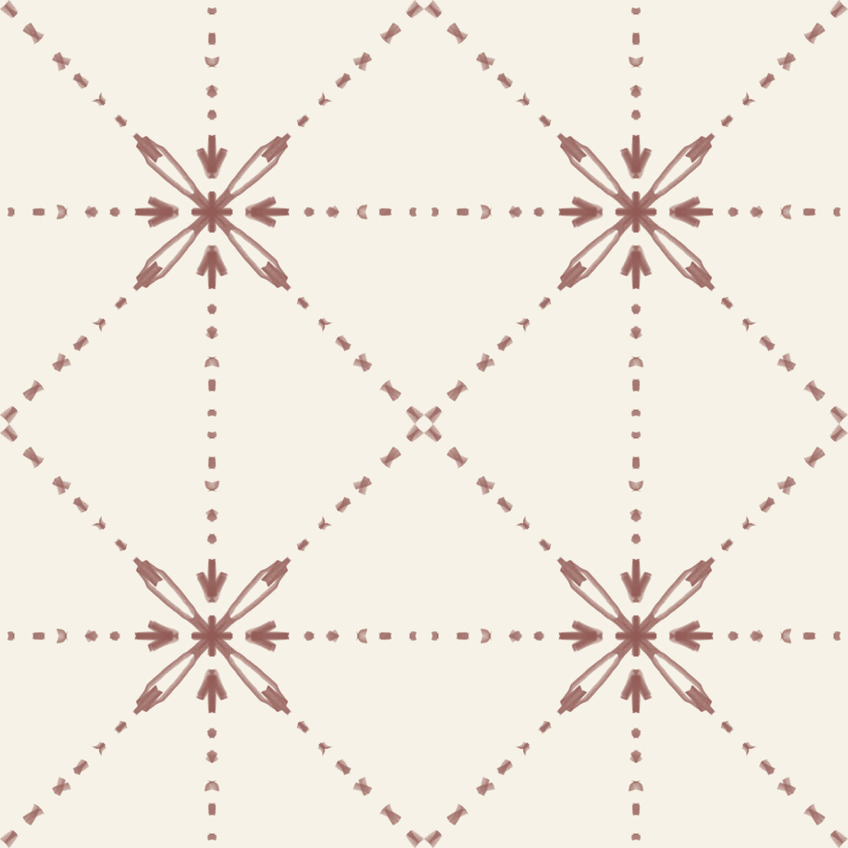 Sashiko Hana-Goshi - Tapet din teracotă cu cusături florale cu zăbrele⁠