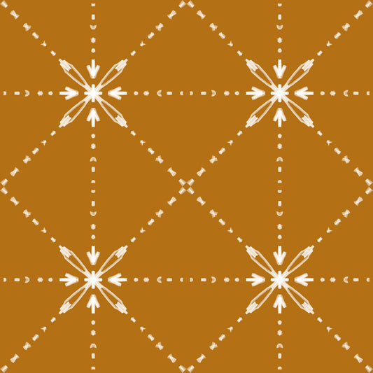 Sashiko Hana-Goshi - Latticed Flower Stitch On Gold Wallpaper⁠