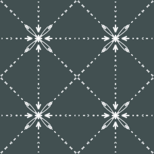 Sashiko Hana-Goshi - Rasterpatroon van bloemen op behang met ruimtethema⁠