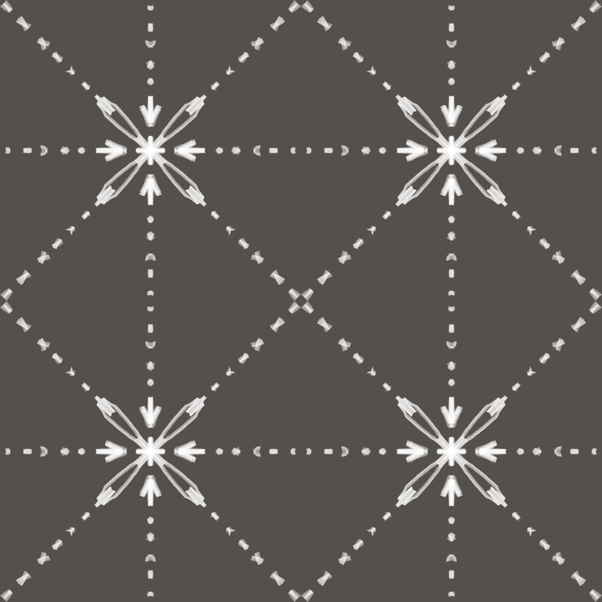 Sashiko Hana-Goshi – Gitterblumenmuster auf Silhouette-Tapete