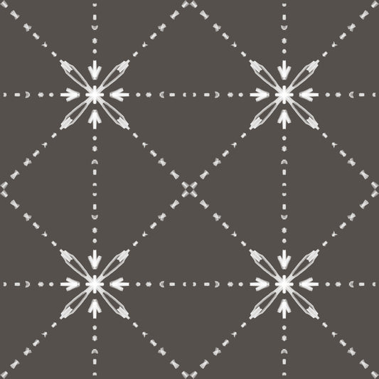 Sashiko Hana-Goshi - Latticed Flower Stitch On Silhouette Wallpaper⁠