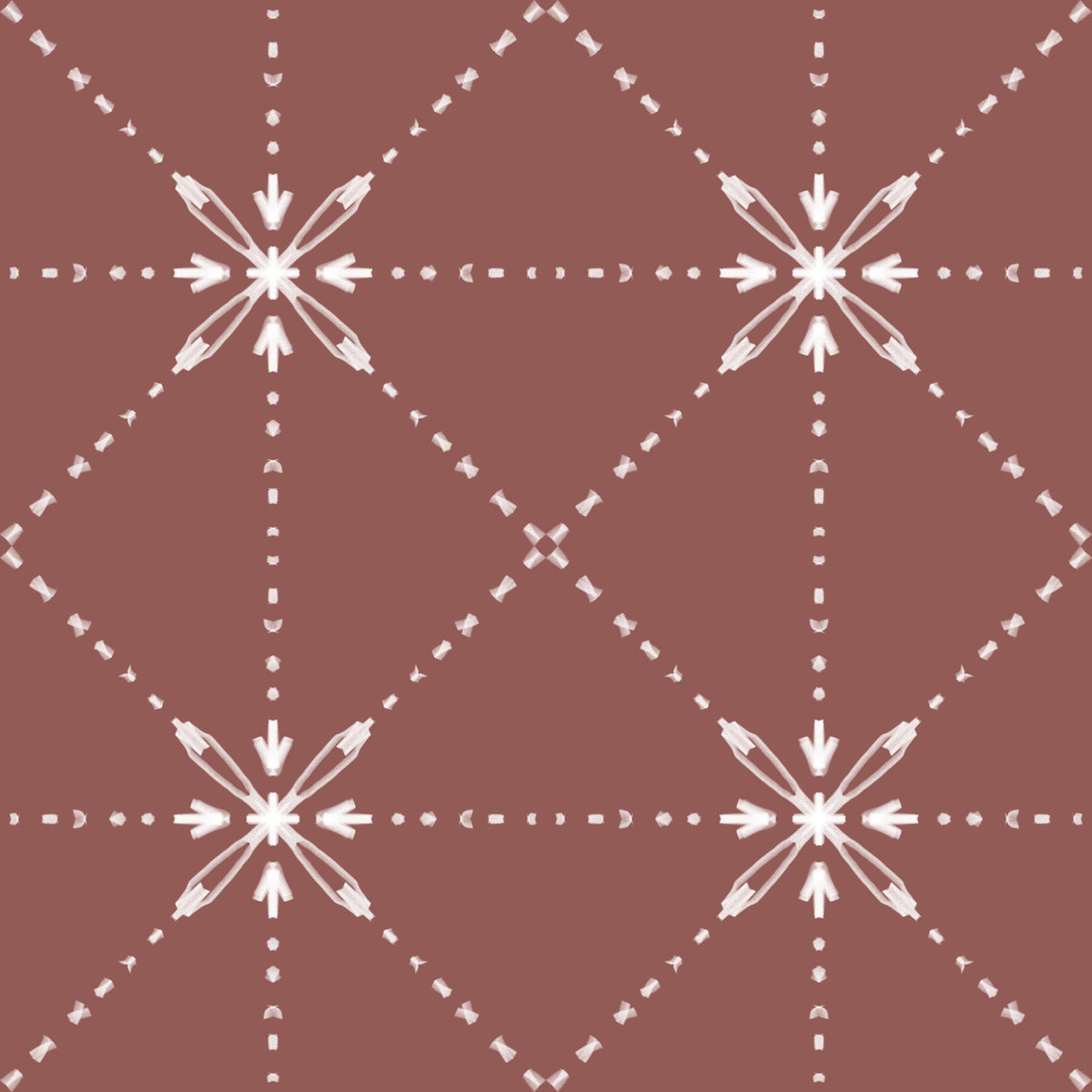 Sashiko Hana-Goshi - Cusătură florală cu zăbrele pe tapet din teracotă⁠ in your room — zoomed
