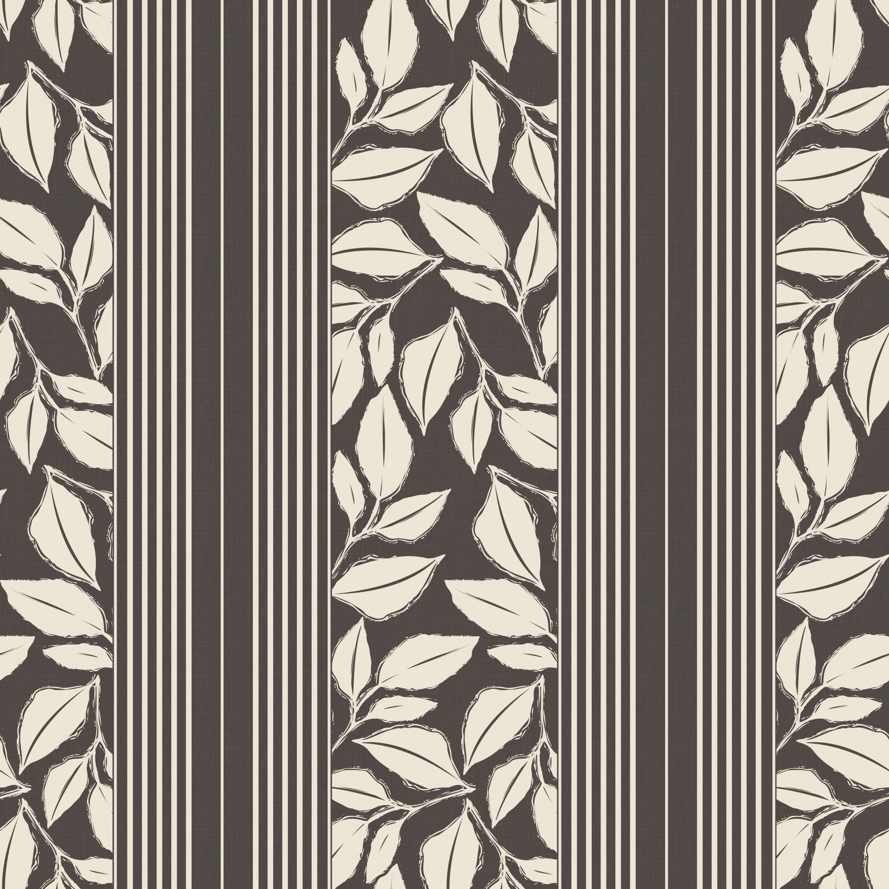 Papel de parede vintage castanho com estampa de folhagem pendente
