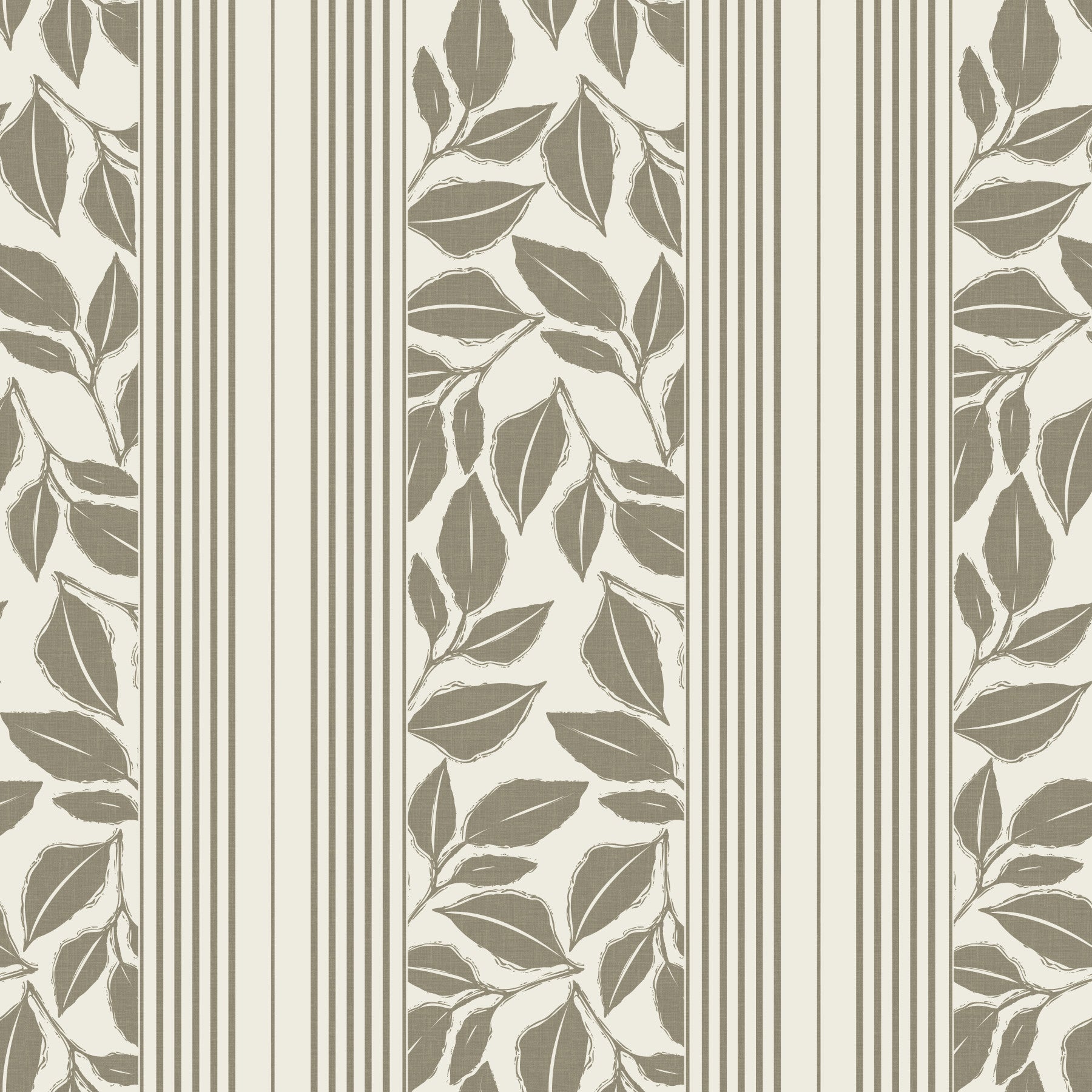 Papier peint vert olive à feuillage retombant vintage