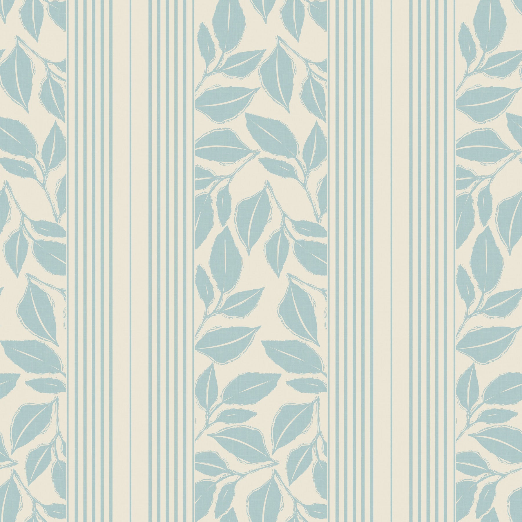 Papel de parede vintage azul claro com estampado de folhagem pendente