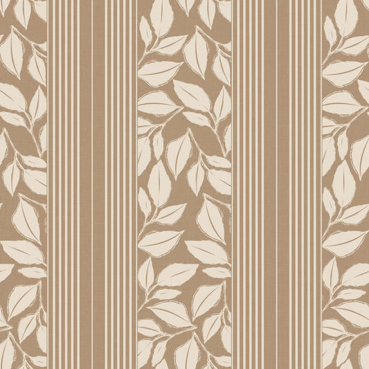 Carta da parati vintage con fogliame ricadente color marrone chiaro