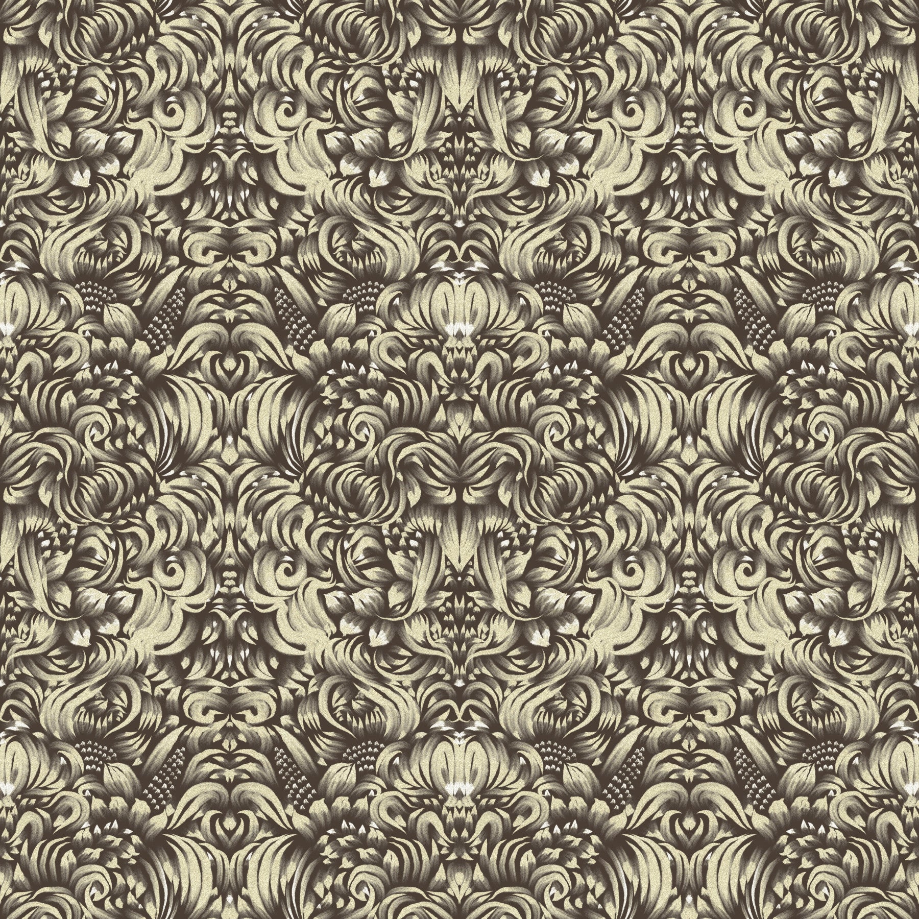 Carta da parati decorativa floreale damascata color crema