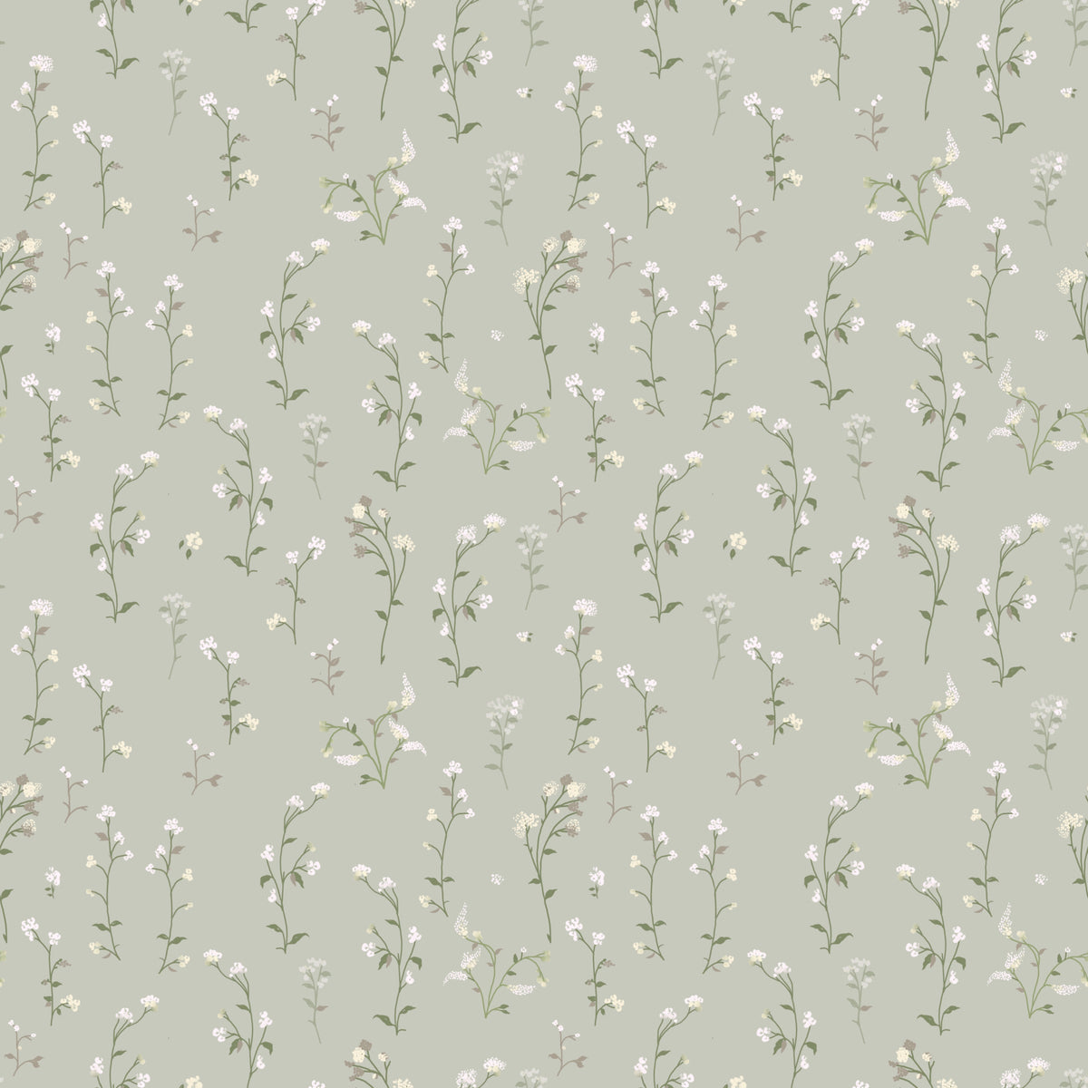 Tapeta Wildflower Whisper pastel White mini flowers⁠