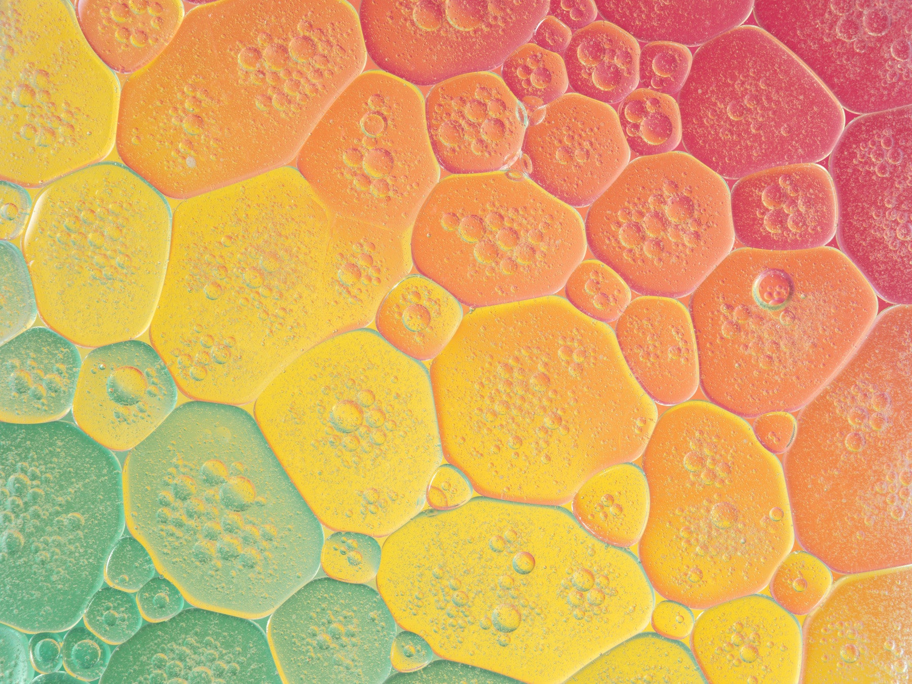 Multi-colored sphere Bubble Kaleidoscope for a living room Wall Mural in a macro abstract style.