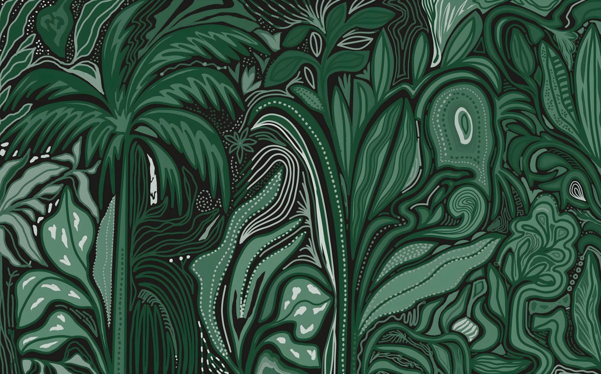Smaragdgrøn jungle Noctivdis planter vægmaleri in your room — zoomed