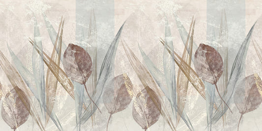 Ethereal Leaves Cream Wall Mural