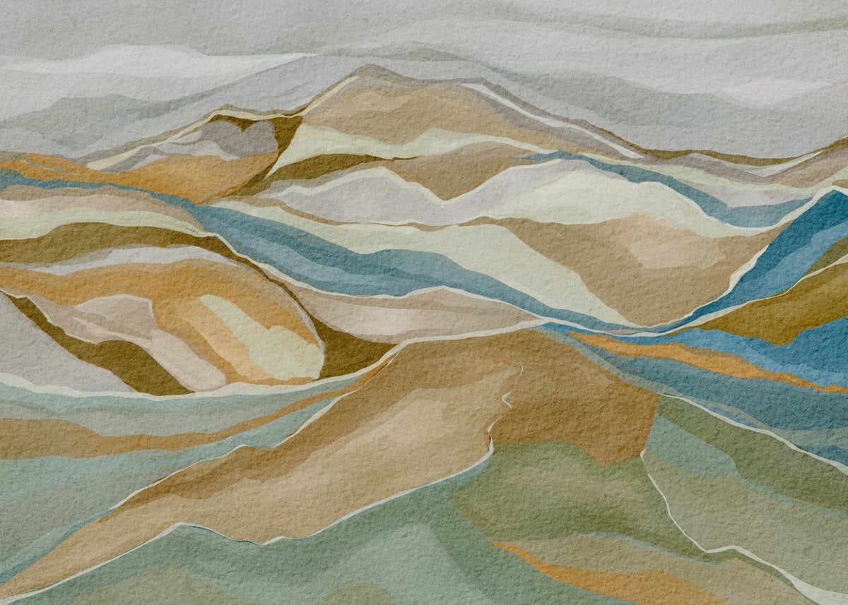 Watercolor Ridge view Wall Mural in your room