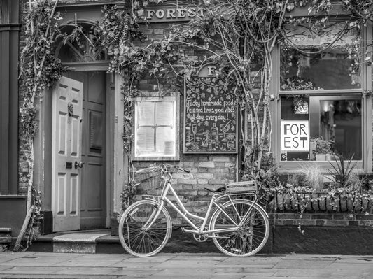 Fahrrad im Café Wandbild