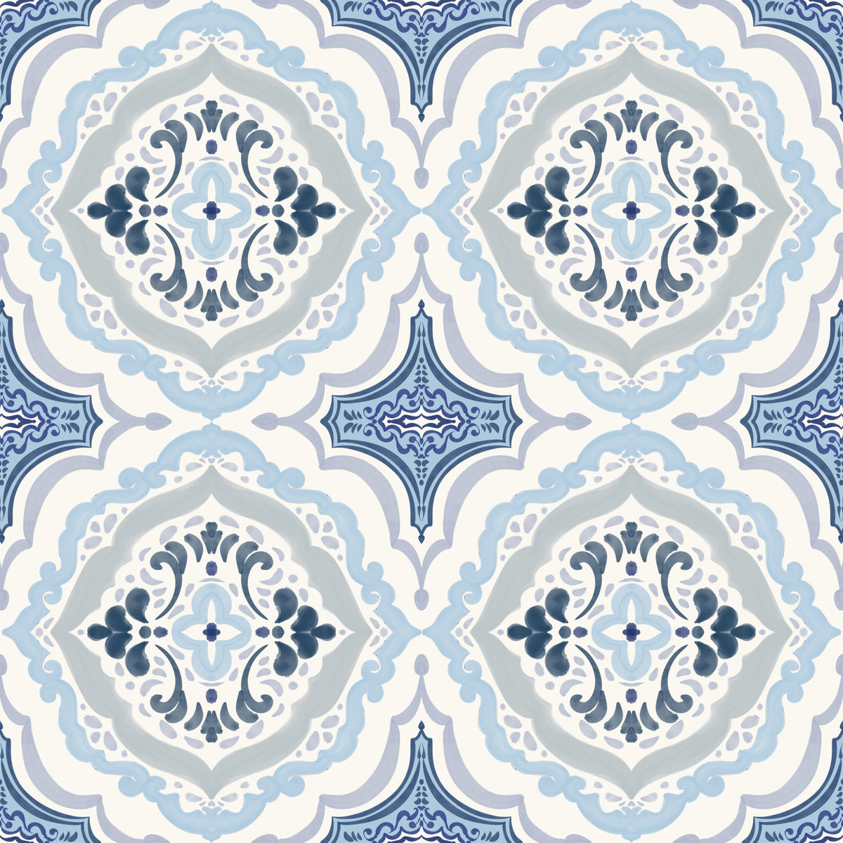 Medelhavsinspirerad indigo fleur kakeltapet in your room