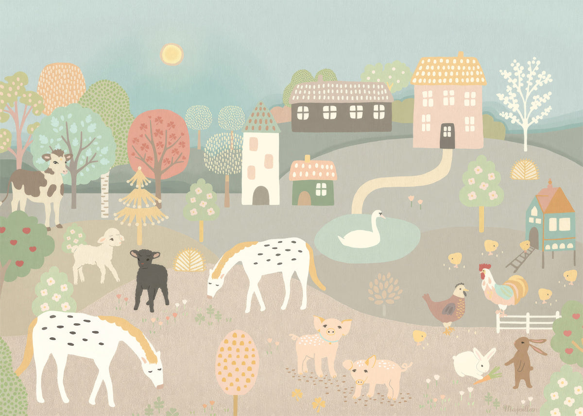 Fresque murale Pastel Farm Story in your room — zoomed