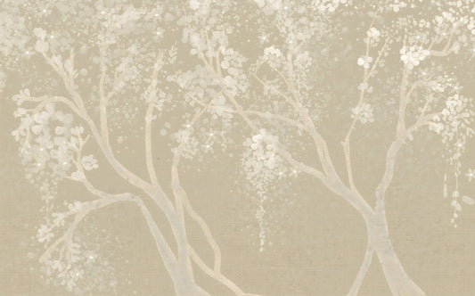 Decorazione murale vintage con fiori di ciliegio Sakura beige
