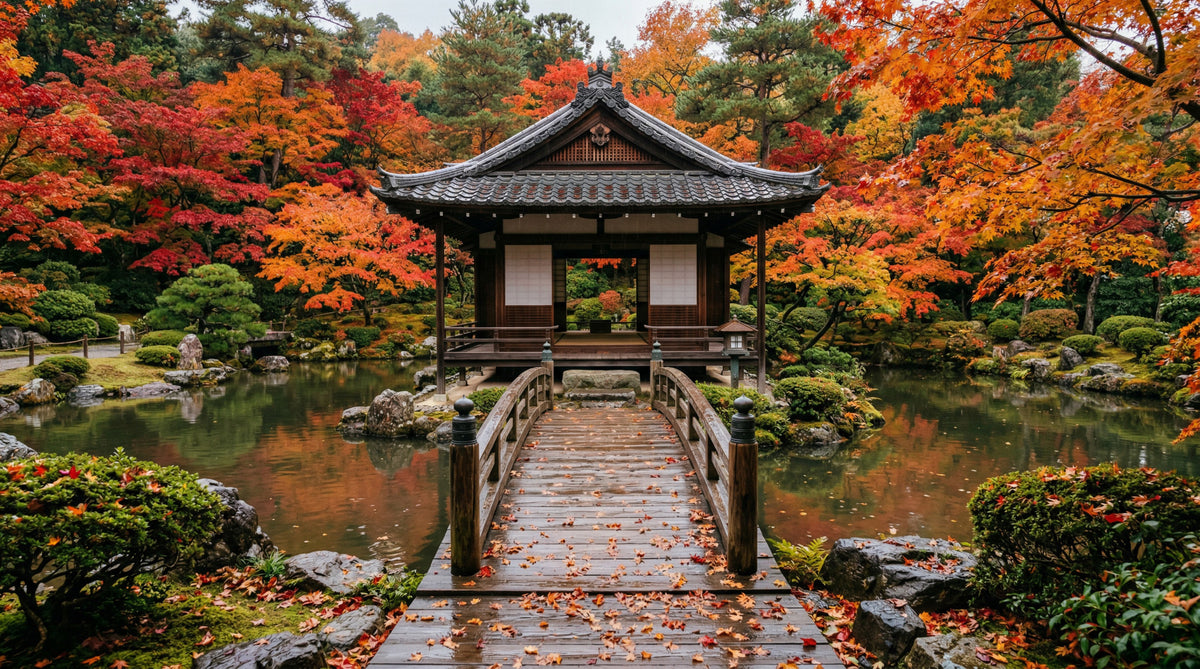 Autumn Temple Calm Wall Mural in your room
