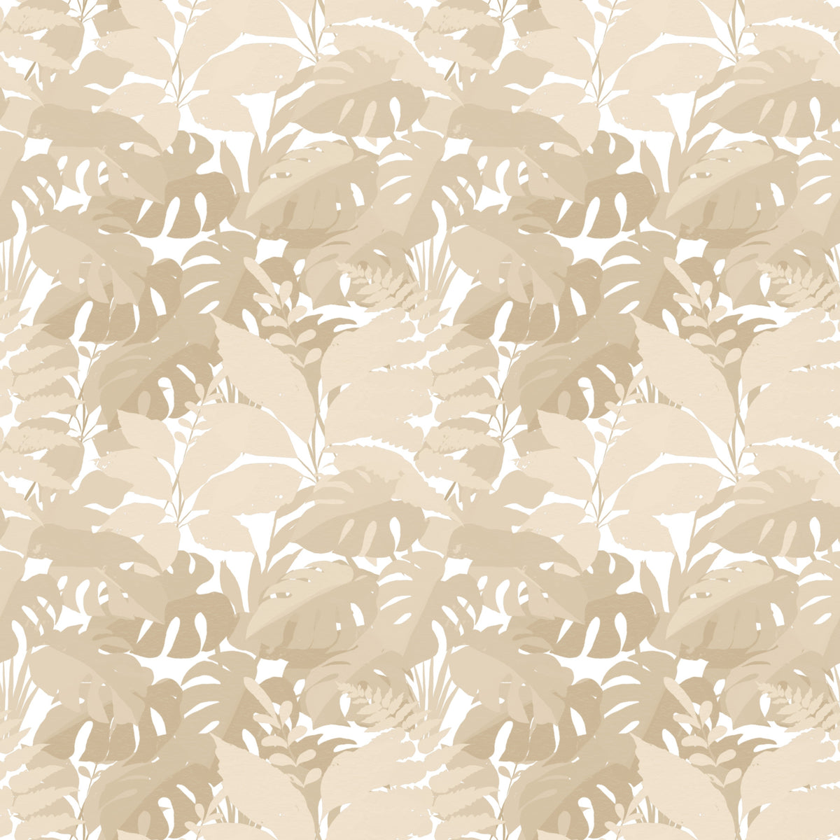 Beige botanisk Embrace Monstera-løvtapet in your room