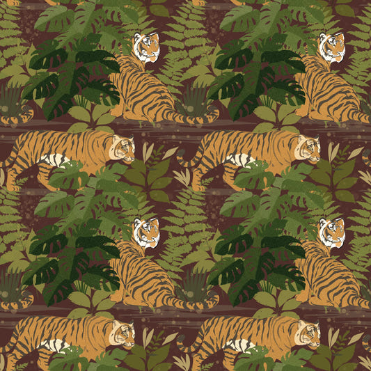 Wilde Dschungel-Tiger-Tropen-Monstera-Tapete