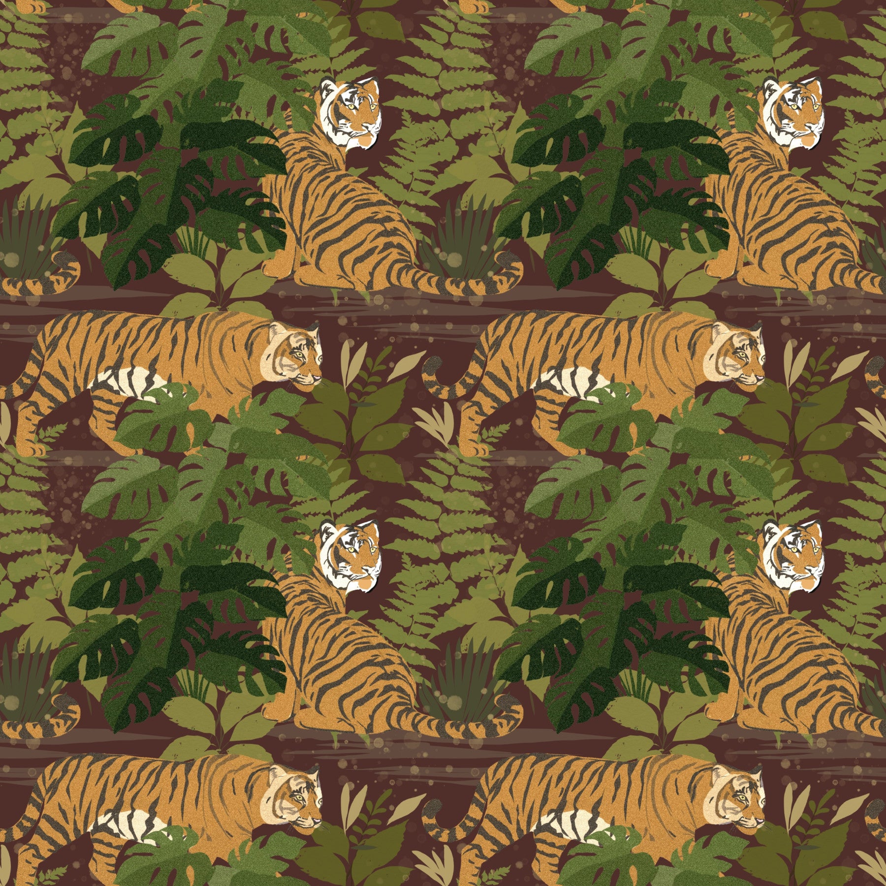 Wilde Dschungel-Tiger-Tropen-Monstera-Tapete