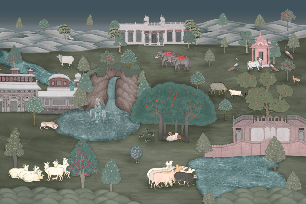 Muurschildering met wandtapijt van de Koninklijke Wildernis in your room — zoomed