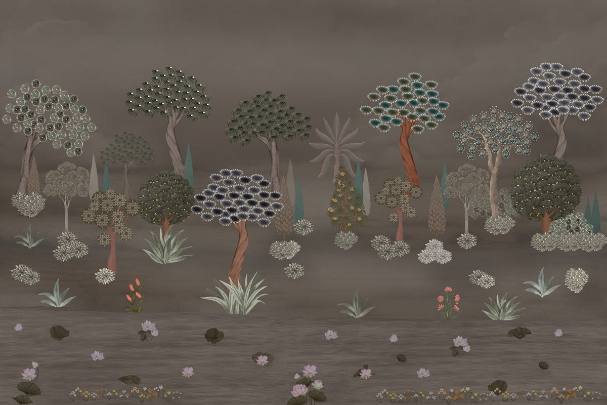 Tapisserie murale Forêt aux teintes douces in your room