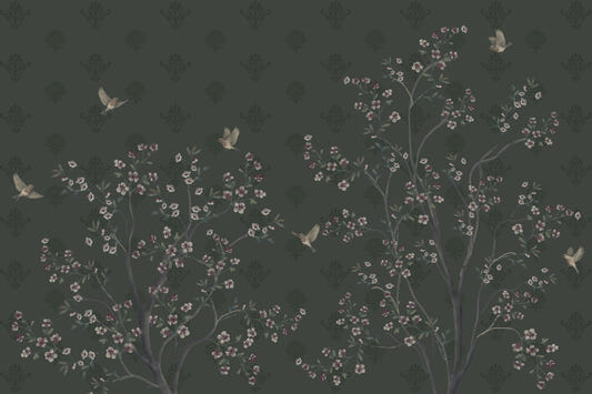 Elegant fågelblommande väggmålning