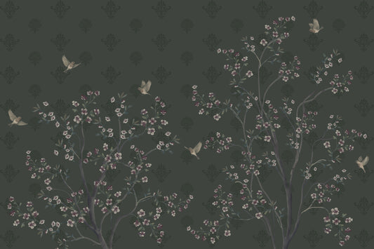 Elegant Avian Bloom Wall Mural