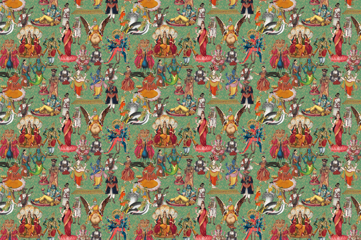 Boski Panteon: Gobelin hinduskich bóstw – fototapeta in your room — zoomed
