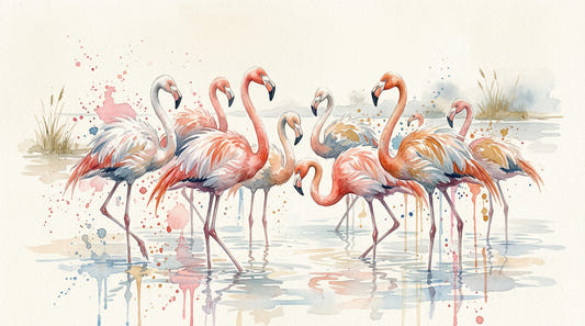 Wandbild „Flamingo-Lagune – Traumwand“