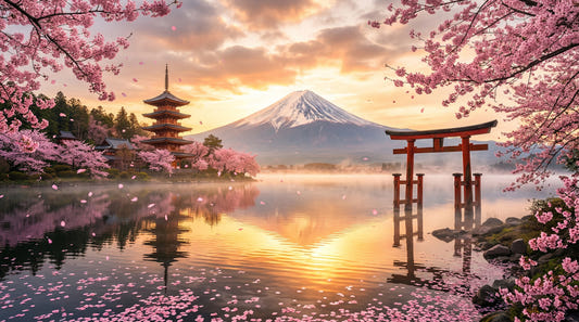 Sakura Vista sul murale Golden Hour del Fuji