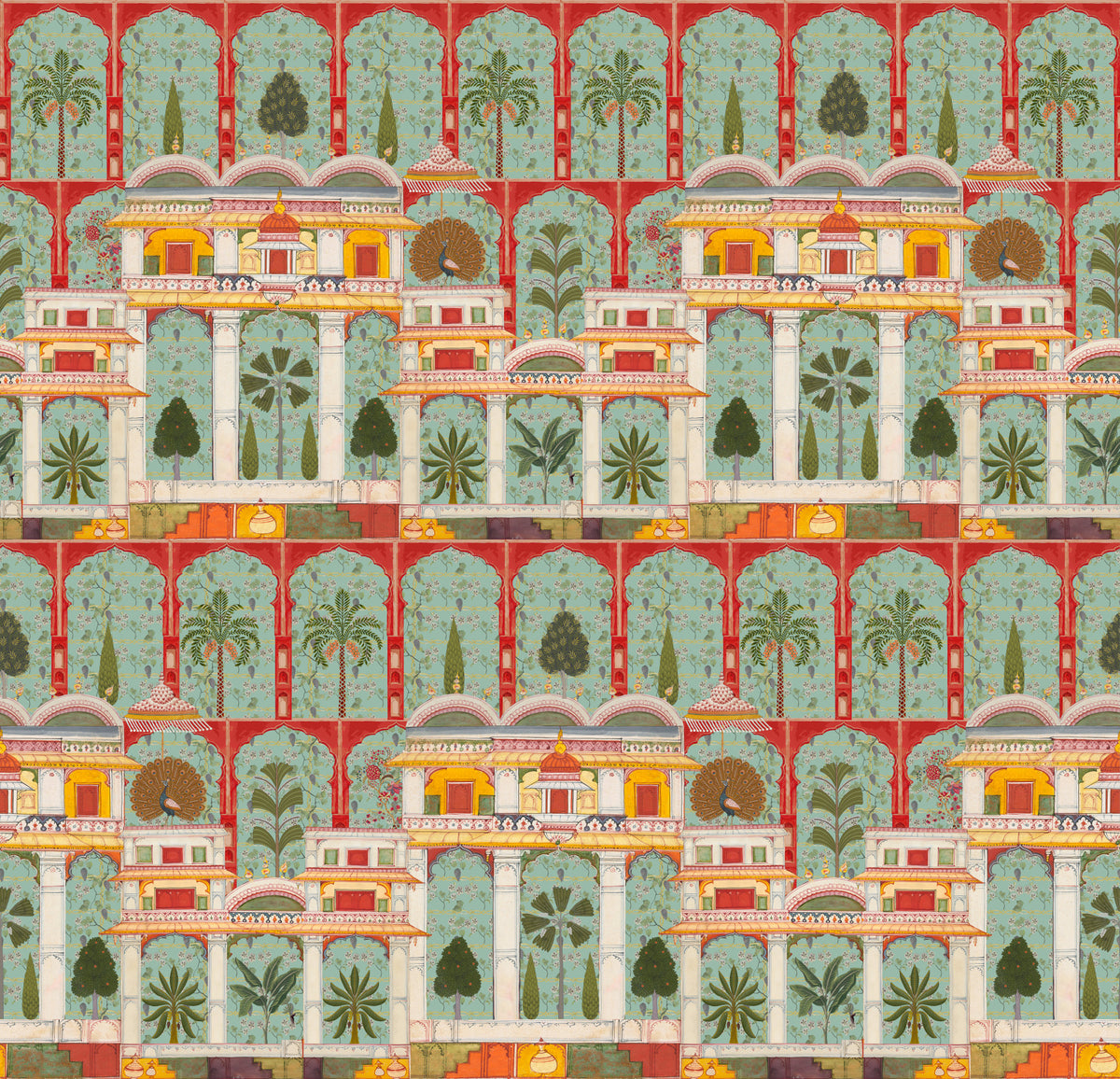 Mural de pared del jardín real mogol in your room — zoomed
