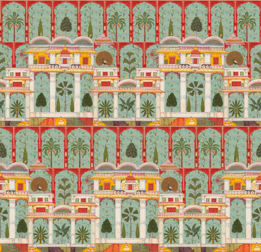 Murale da parete con giardino regale Mughal