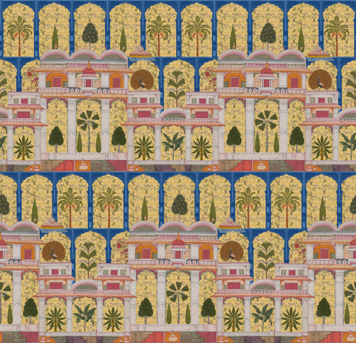 Fresque murale du jardin du palais moghol in your room — zoomed
